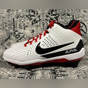 NWOT Nike Alpha Menace Strong Mens Size 10.5 Red White Black Football Cleats